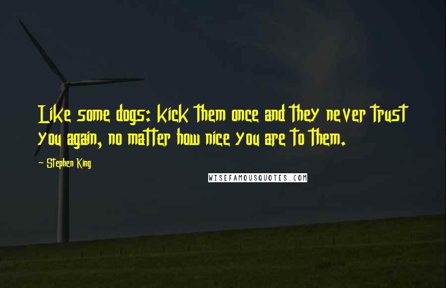 Stephen King Quotes: Like some dogs: kick them once and they never trust you again, no matter how nice you are to them.