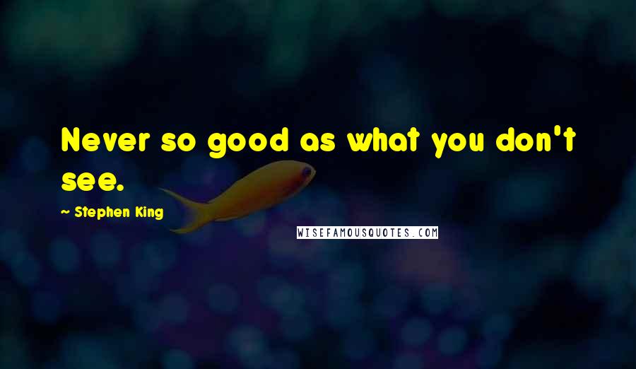 Stephen King Quotes: Never so good as what you don't see.