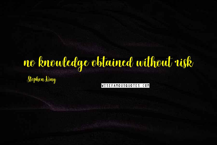 Stephen King Quotes: no knowledge obtained without risk