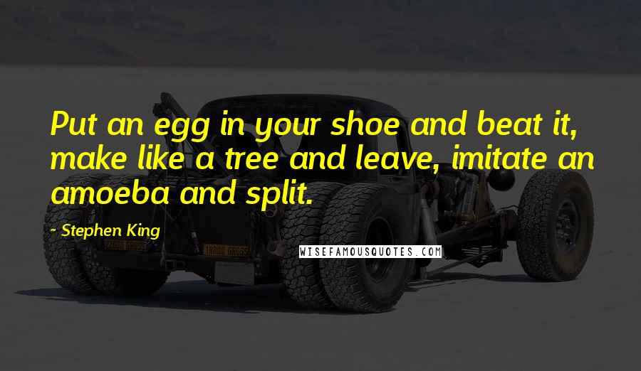 Stephen King Quotes: Put an egg in your shoe and beat it, make like a tree and leave, imitate an amoeba and split.