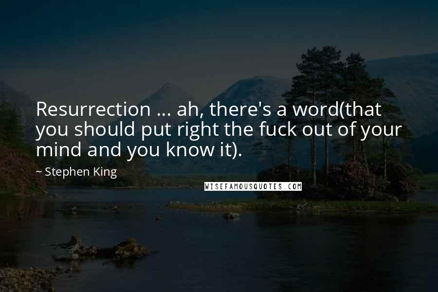 Stephen King Quotes: Resurrection ... ah, there's a word(that you should put right the fuck out of your mind and you know it).