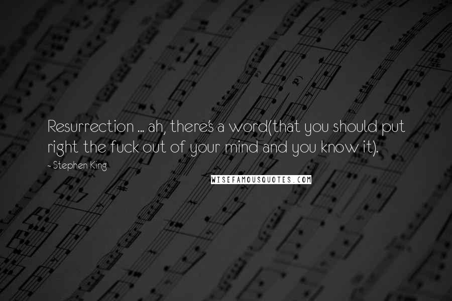 Stephen King Quotes: Resurrection ... ah, there's a word(that you should put right the fuck out of your mind and you know it).