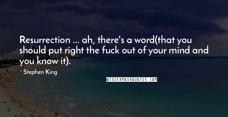 Stephen King Quotes: Resurrection ... ah, there's a word(that you should put right the fuck out of your mind and you know it).