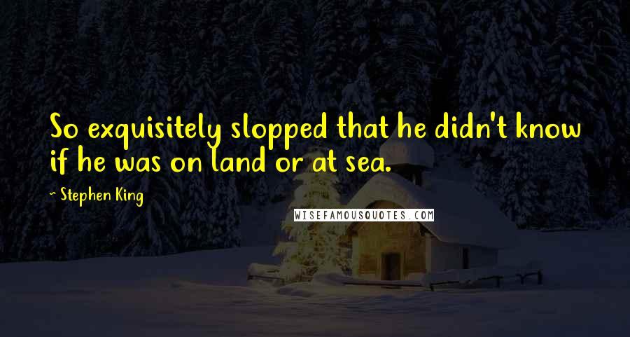 Stephen King Quotes: So exquisitely slopped that he didn't know if he was on land or at sea.