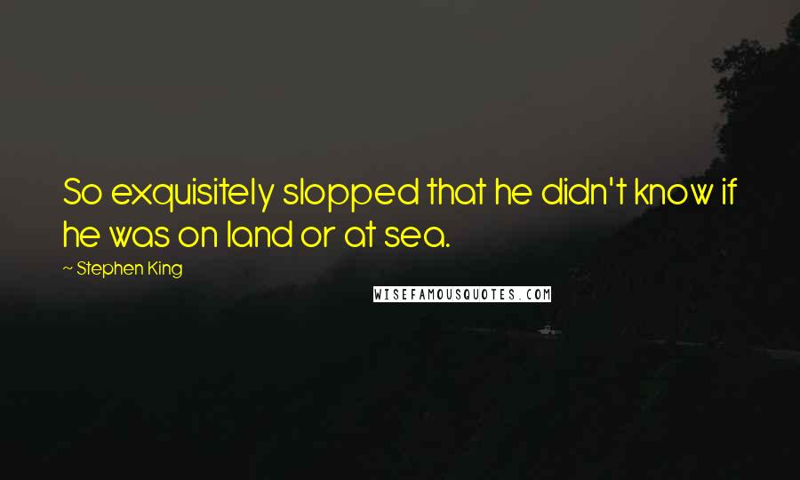 Stephen King Quotes: So exquisitely slopped that he didn't know if he was on land or at sea.