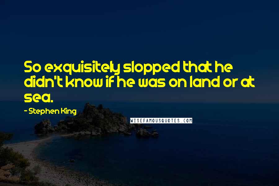 Stephen King Quotes: So exquisitely slopped that he didn't know if he was on land or at sea.