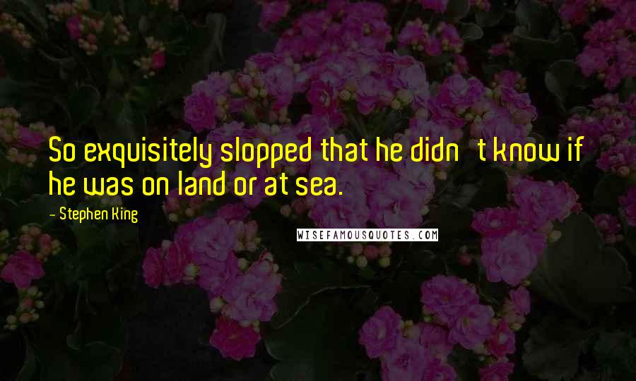 Stephen King Quotes: So exquisitely slopped that he didn't know if he was on land or at sea.