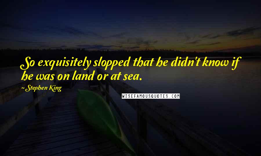 Stephen King Quotes: So exquisitely slopped that he didn't know if he was on land or at sea.