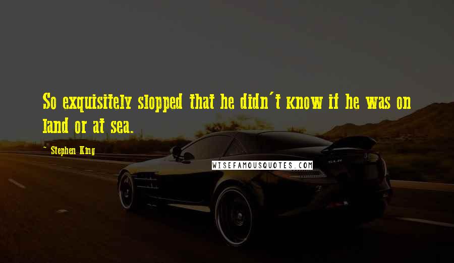 Stephen King Quotes: So exquisitely slopped that he didn't know if he was on land or at sea.