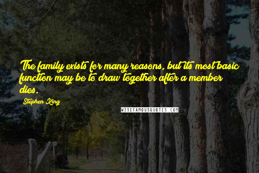 Stephen King Quotes: The family exists for many reasons, but its most basic function may be to draw together after a member dies.