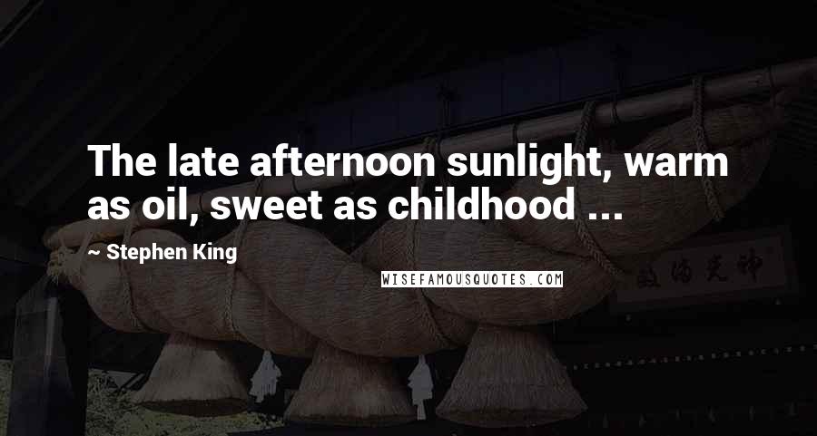 Stephen King Quotes: The late afternoon sunlight, warm as oil, sweet as childhood ...