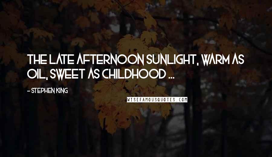 Stephen King Quotes: The late afternoon sunlight, warm as oil, sweet as childhood ...