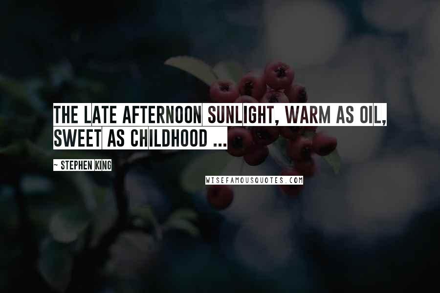 Stephen King Quotes: The late afternoon sunlight, warm as oil, sweet as childhood ...