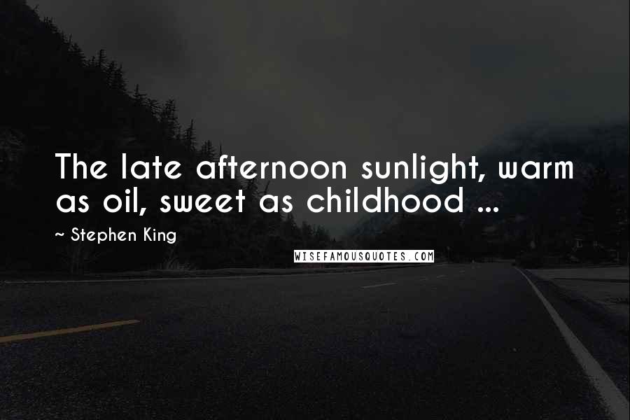 Stephen King Quotes: The late afternoon sunlight, warm as oil, sweet as childhood ...