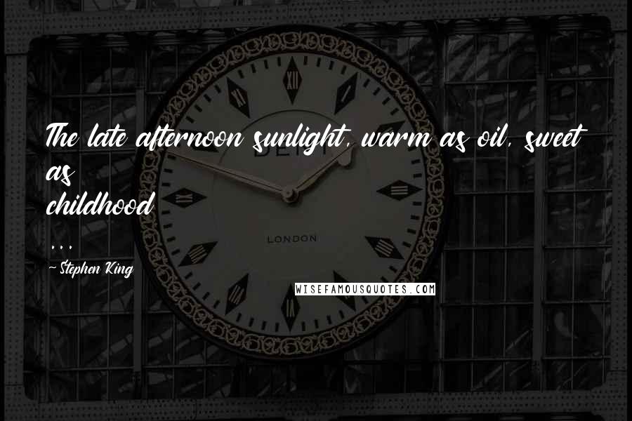 Stephen King Quotes: The late afternoon sunlight, warm as oil, sweet as childhood ...