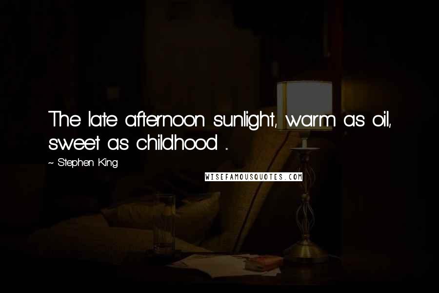 Stephen King Quotes: The late afternoon sunlight, warm as oil, sweet as childhood ...