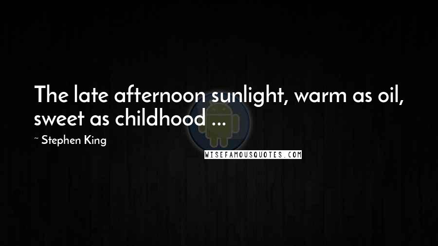 Stephen King Quotes: The late afternoon sunlight, warm as oil, sweet as childhood ...