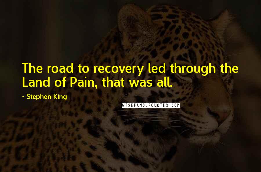 Stephen King Quotes: The road to recovery led through the Land of Pain, that was all.