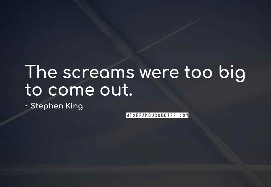 Stephen King Quotes: The screams were too big to come out.