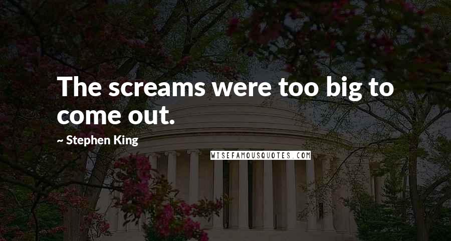 Stephen King Quotes: The screams were too big to come out.