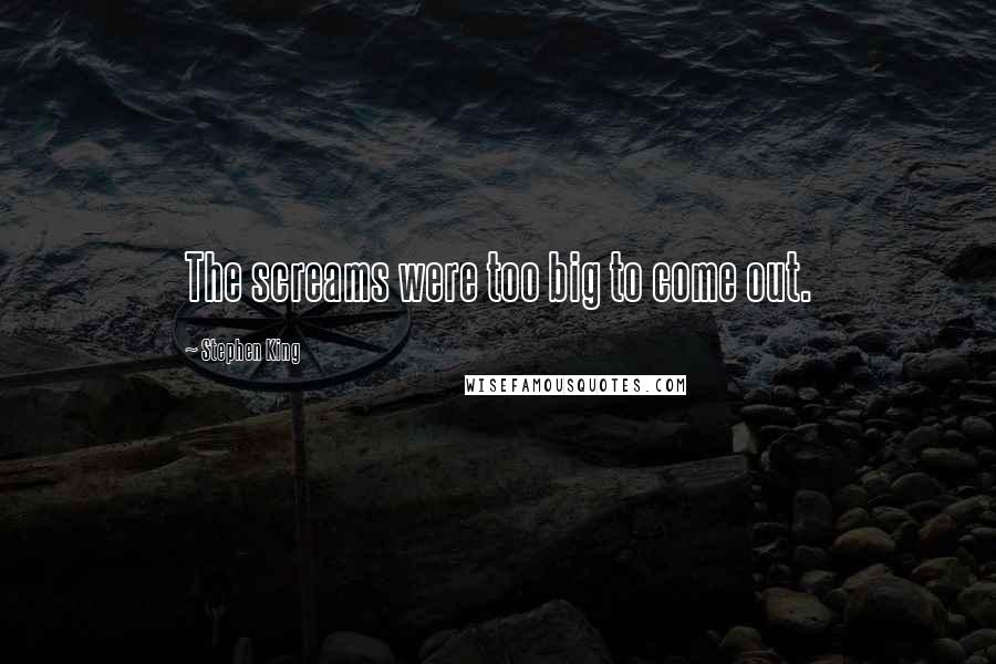 Stephen King Quotes: The screams were too big to come out.