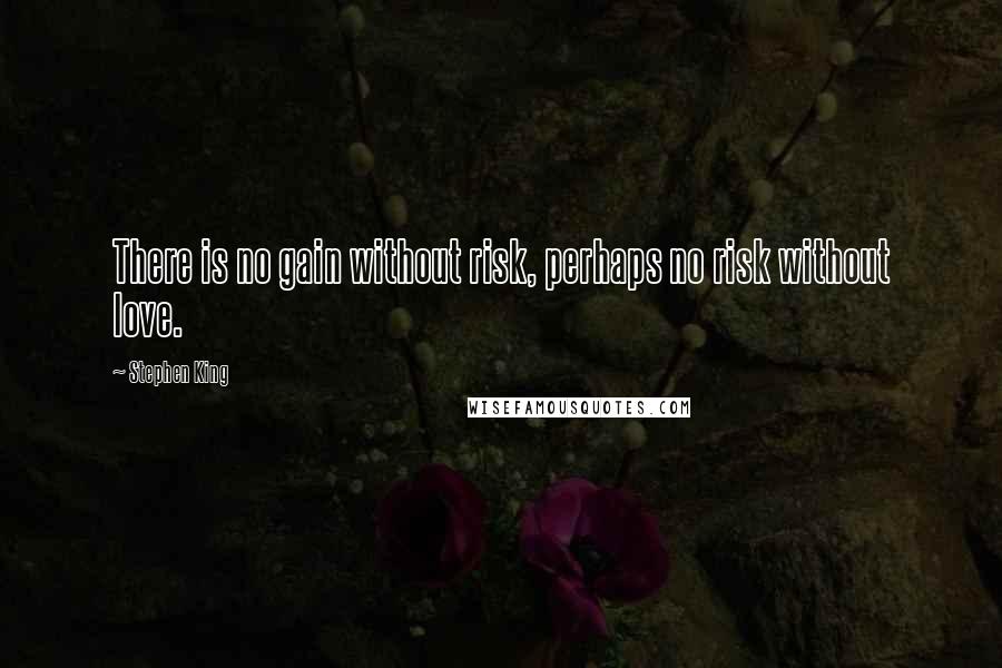 Stephen King Quotes: There is no gain without risk, perhaps no risk without love.