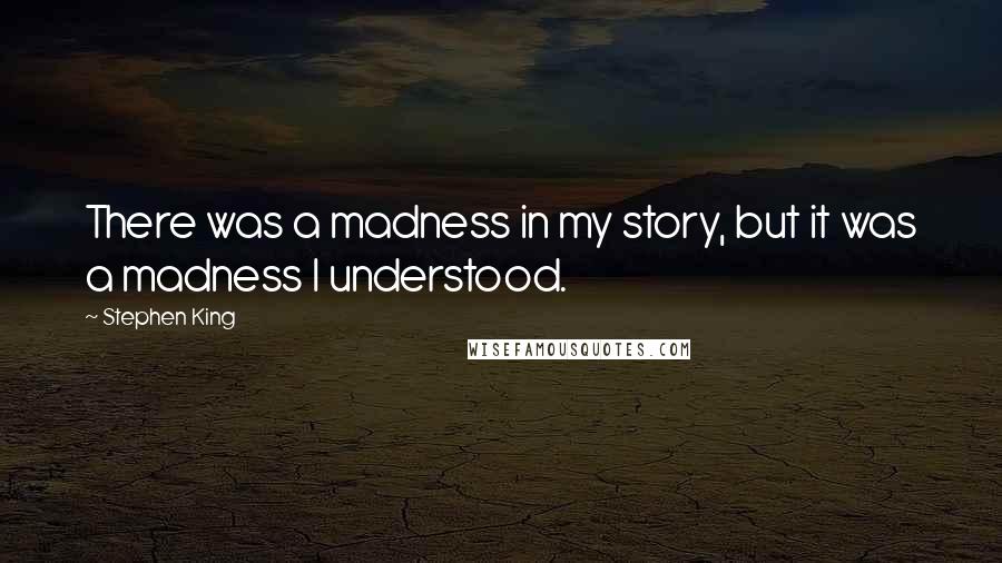 Stephen King Quotes: There was a madness in my story, but it was a madness I understood.