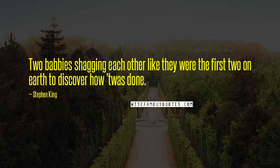 Stephen King Quotes: Two babbies shagging each other like they were the first two on earth to discover how 'twas done.