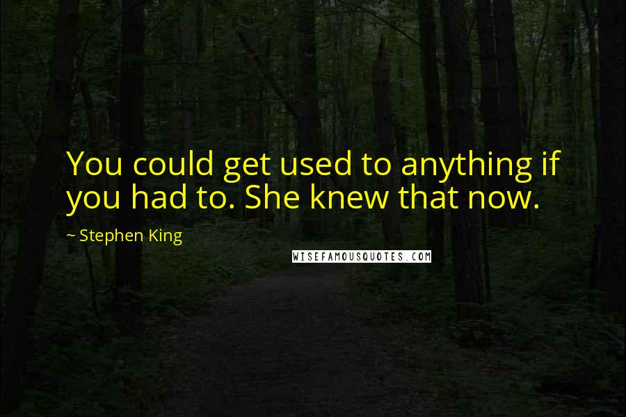 Stephen King Quotes: You could get used to anything if you had to. She knew that now.