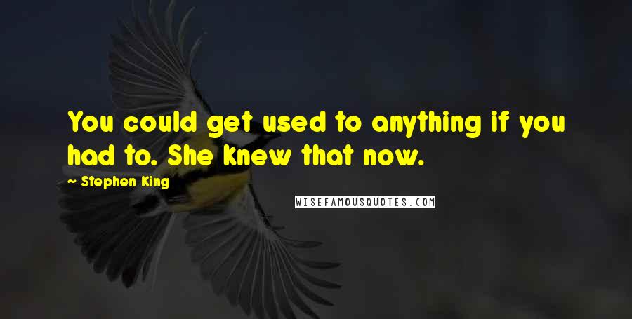 Stephen King Quotes: You could get used to anything if you had to. She knew that now.