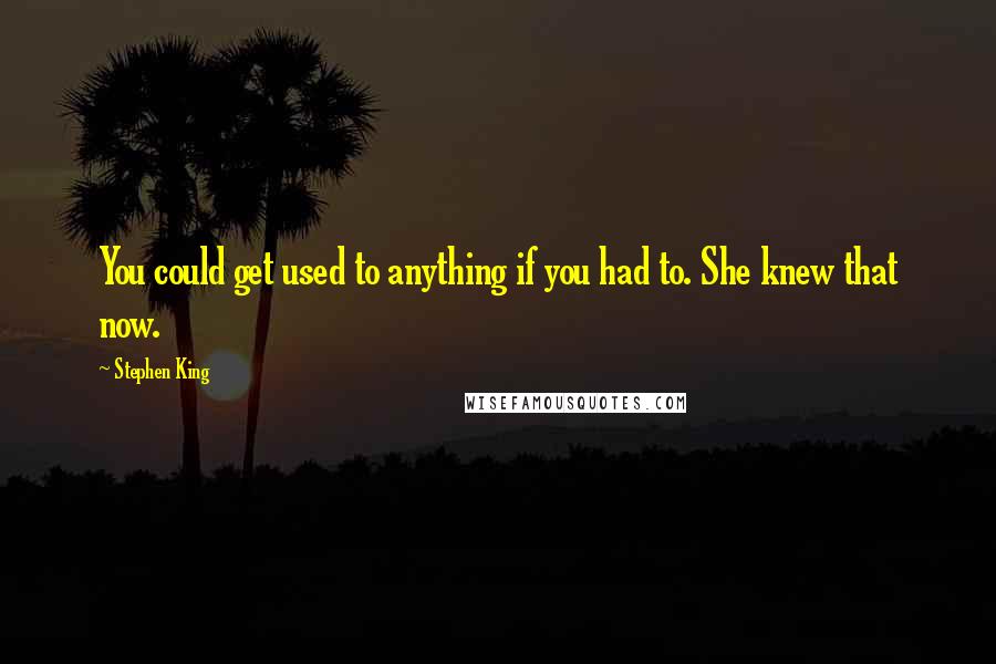 Stephen King Quotes: You could get used to anything if you had to. She knew that now.