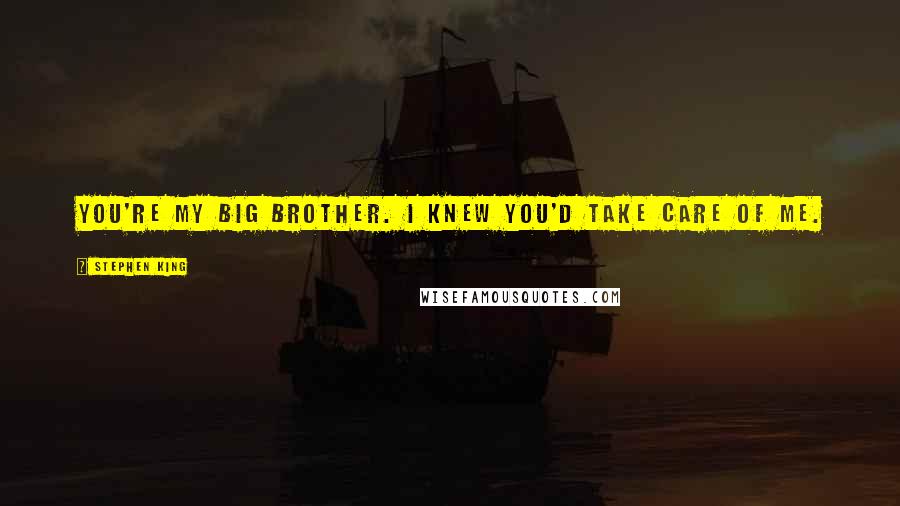 Stephen King Quotes: You're my big brother. I knew you'd take care of me.