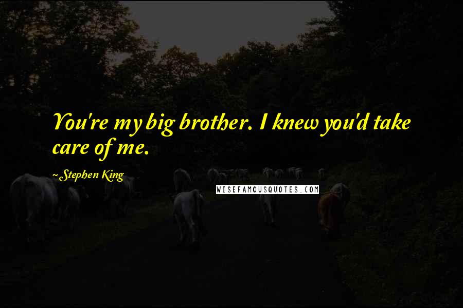 Stephen King Quotes: You're my big brother. I knew you'd take care of me.