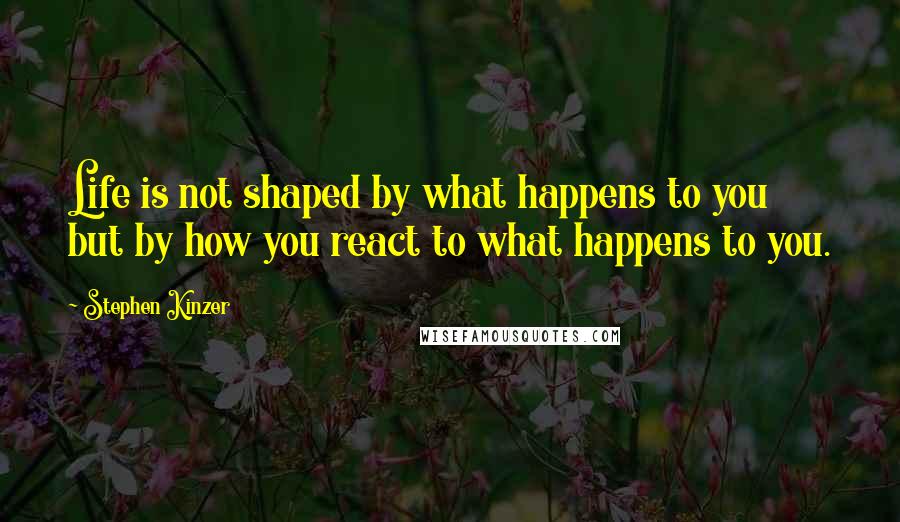 Stephen Kinzer Quotes: Life is not shaped by what happens to you but by how you react to what happens to you.