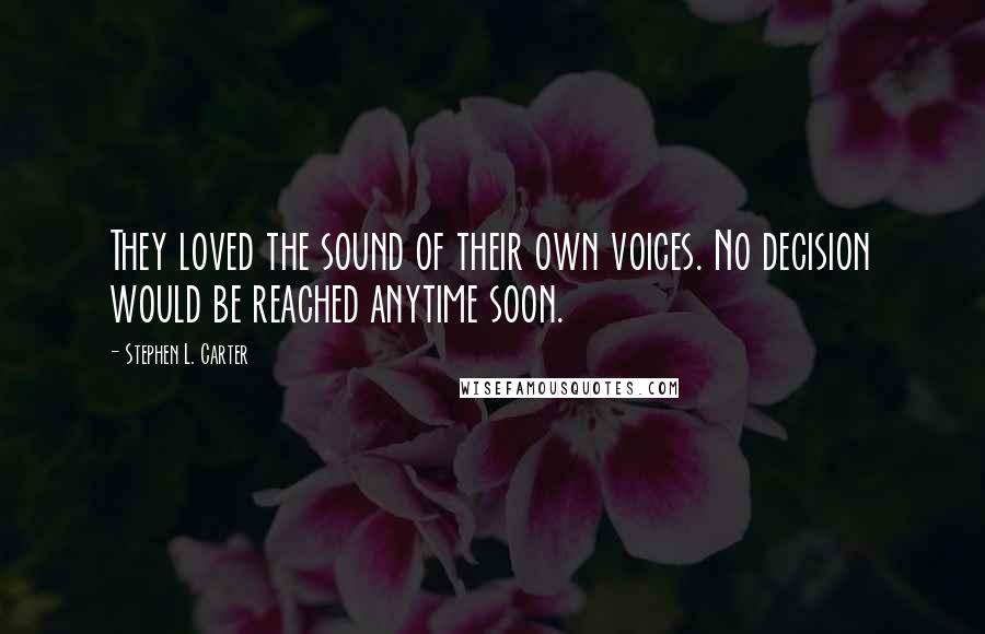 Stephen L. Carter Quotes: They loved the sound of their own voices. No decision would be reached anytime soon.