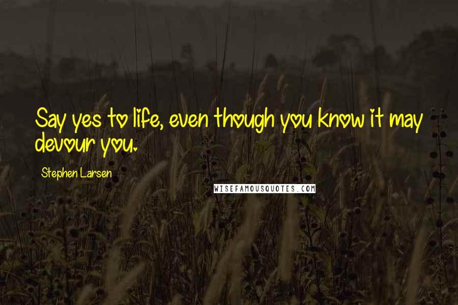 Stephen Larsen Quotes: Say yes to life, even though you know it may devour you.