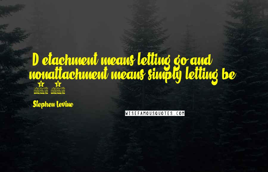 Stephen Levine Quotes: [D]etachment means letting go and nonattachment means simply letting be. (95)