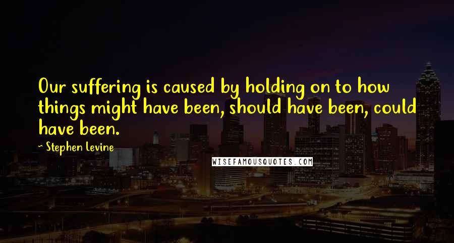 Stephen Levine Quotes: Our suffering is caused by holding on to how things might have been, should have been, could have been.