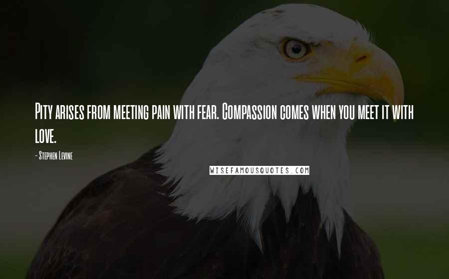 Stephen Levine Quotes: Pity arises from meeting pain with fear. Compassion comes when you meet it with love.