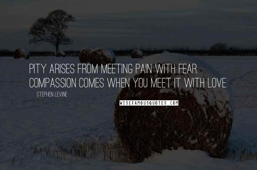 Stephen Levine Quotes: Pity arises from meeting pain with fear. Compassion comes when you meet it with love.