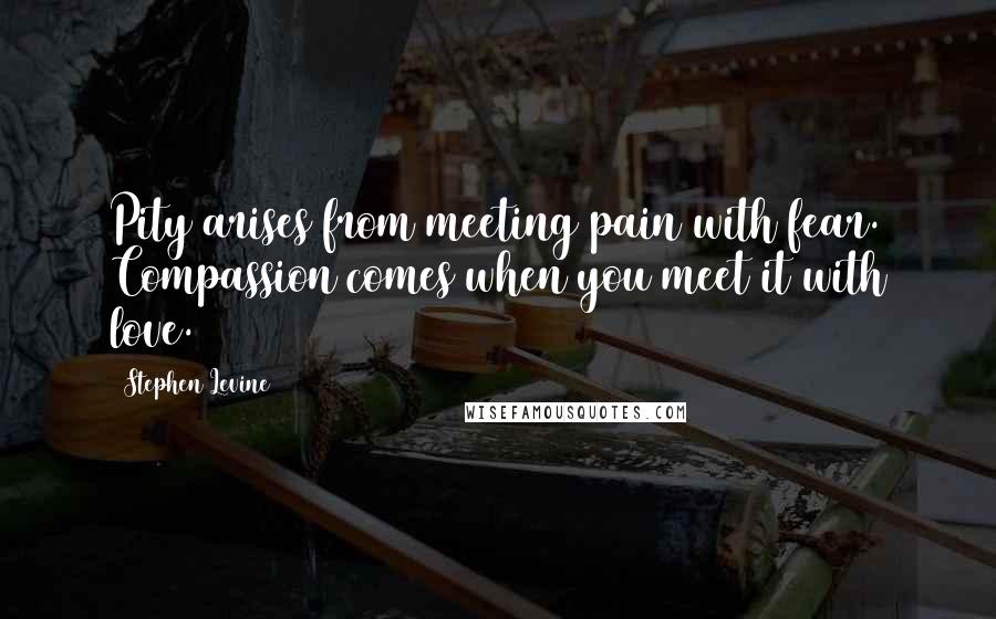 Stephen Levine Quotes: Pity arises from meeting pain with fear. Compassion comes when you meet it with love.