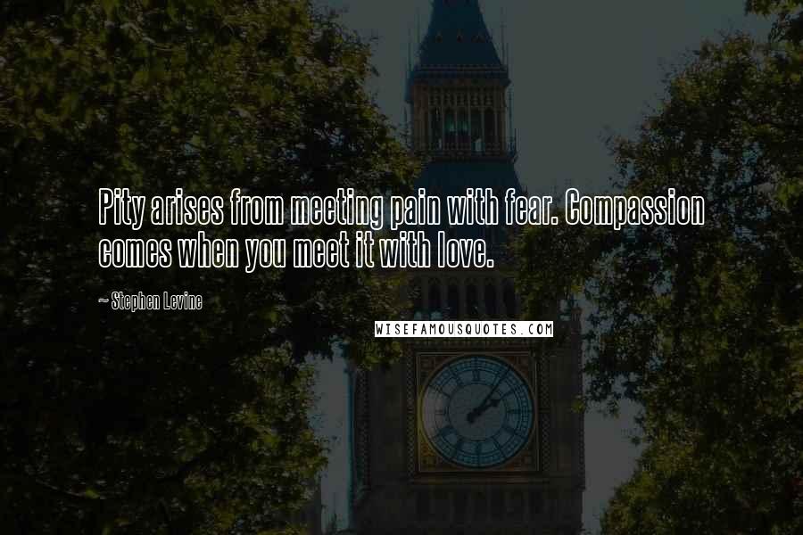 Stephen Levine Quotes: Pity arises from meeting pain with fear. Compassion comes when you meet it with love.