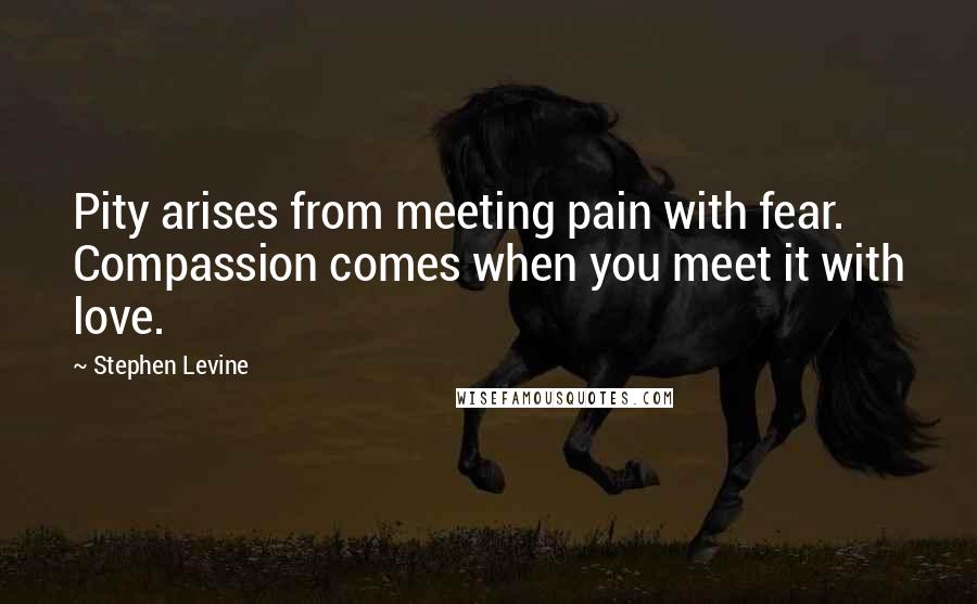 Stephen Levine Quotes: Pity arises from meeting pain with fear. Compassion comes when you meet it with love.