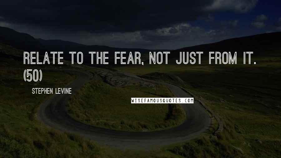 Stephen Levine Quotes: Relate to the fear, not just from it. (50)