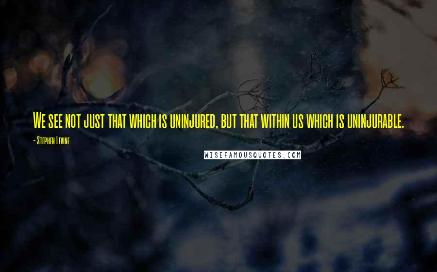 Stephen Levine Quotes: We see not just that which is uninjured, but that within us which is uninjurable.