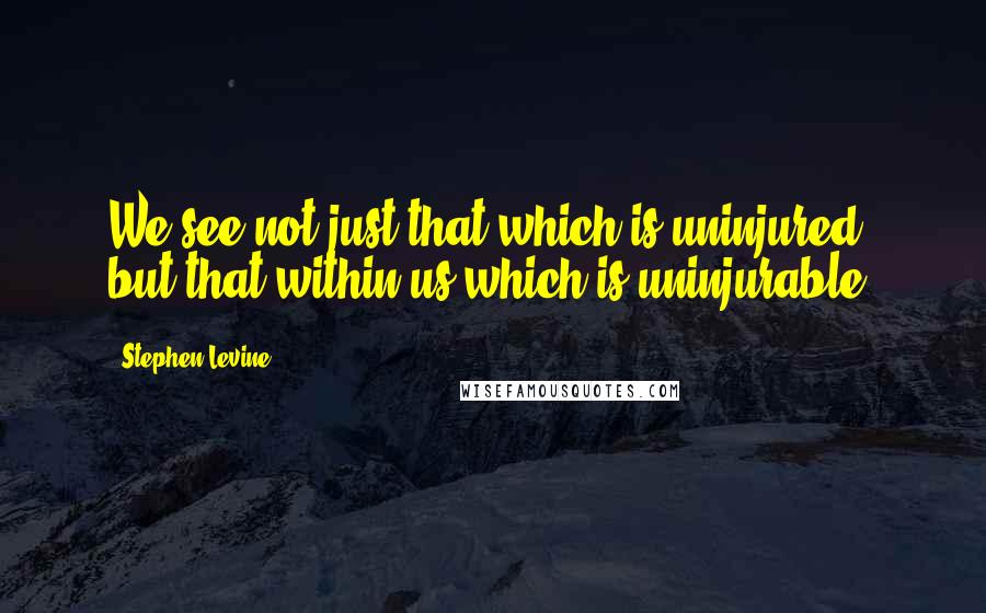 Stephen Levine Quotes: We see not just that which is uninjured, but that within us which is uninjurable.