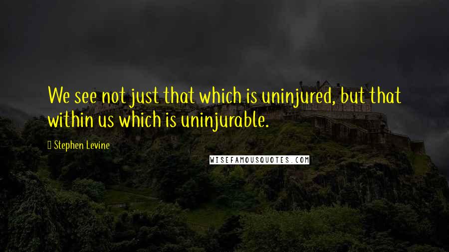 Stephen Levine Quotes: We see not just that which is uninjured, but that within us which is uninjurable.