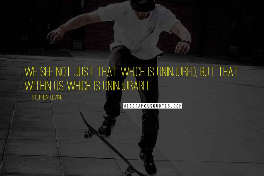 Stephen Levine Quotes: We see not just that which is uninjured, but that within us which is uninjurable.
