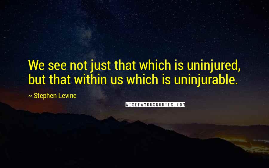 Stephen Levine Quotes: We see not just that which is uninjured, but that within us which is uninjurable.