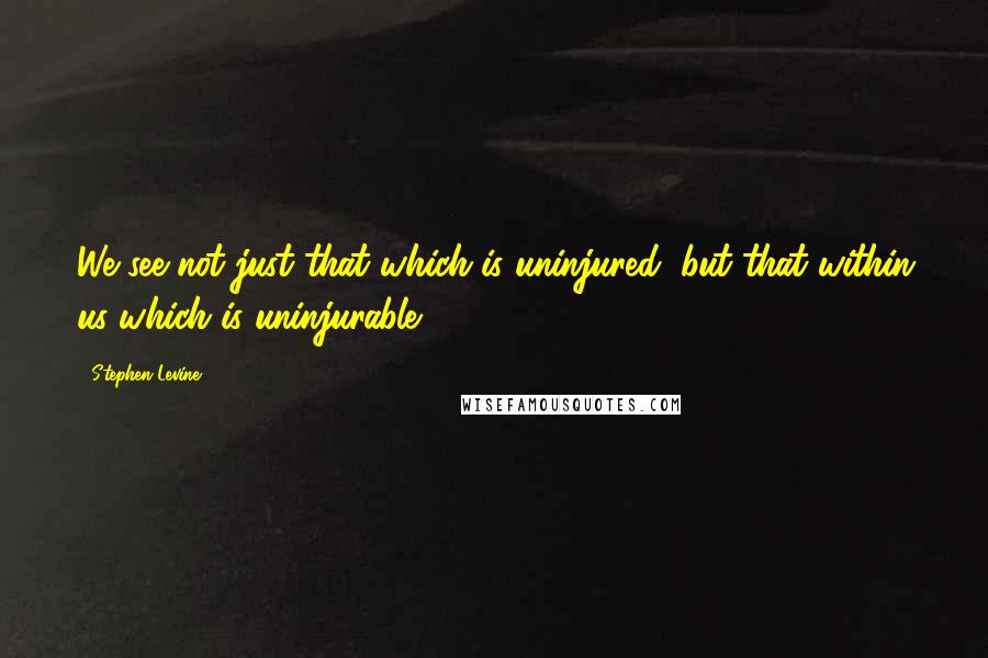 Stephen Levine Quotes: We see not just that which is uninjured, but that within us which is uninjurable.